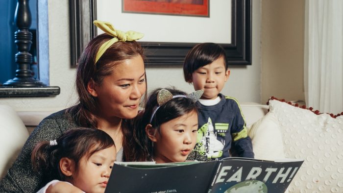 Family reading living books for homeschool science